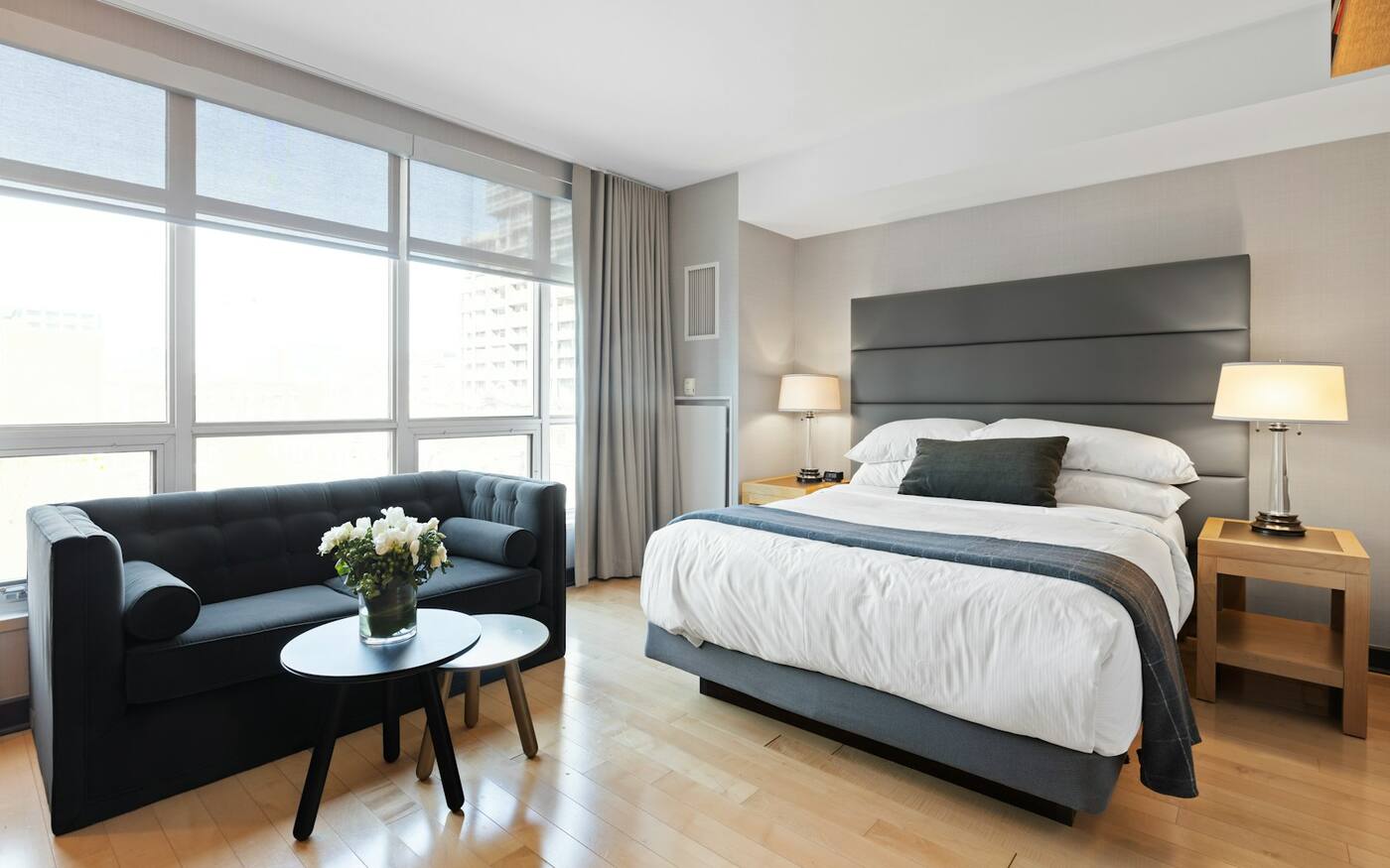 An ocean view room with a sea-facing window
